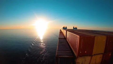 POV cargo ship carrying container. Stock Footage 219937497
