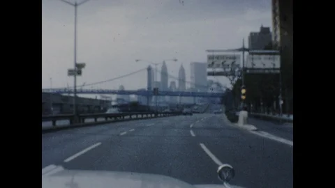 POV of Cars Driving in Manhattan New York City 1960s Vintage Film NYC Home Movie Stock Footage