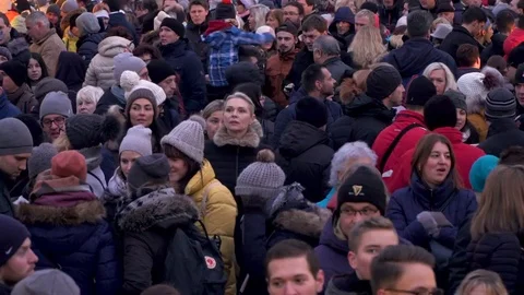 POV CCTV Camera to Crowd of people in Ol... | Stock Video | Pond5