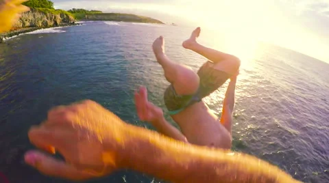 POV Cliff Jumping Stock Footage 52423655