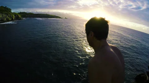 POV Cliff Jumping Stock Footage 52423814