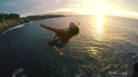 POV Cliff Jumping Stock Footage 52423826