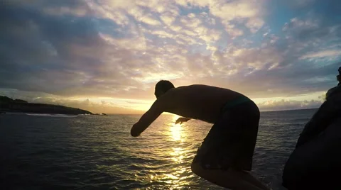 POV Cliff Jumping Stock Footage 52423885