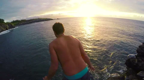 POV Cliff Jumping Stock Footage 52424051