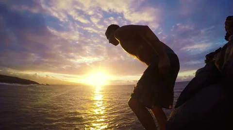 POV Cliff Jumping Stock Footage 52424095