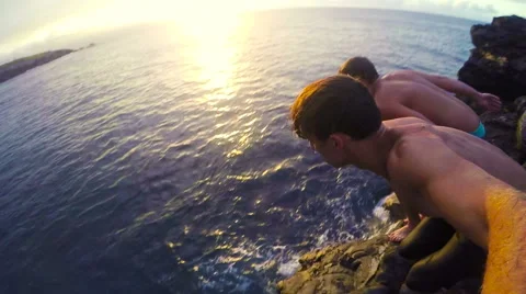 POV Cliff Jumping Stock Footage 52424201