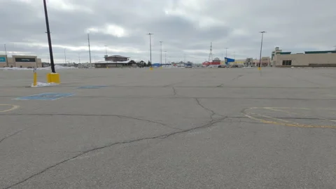 POV Closed retail stores during COVID 19 coronavirus pandemic lockdown Video stock 146445258