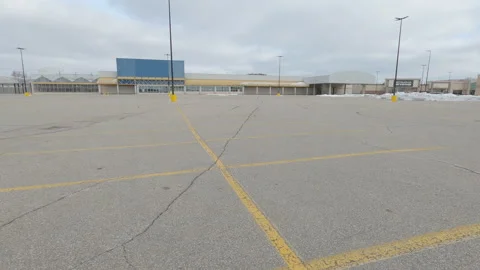 POV Closed retail stores during COVID 19 coronavirus pandemic lockdown Stock Footage 146446790
