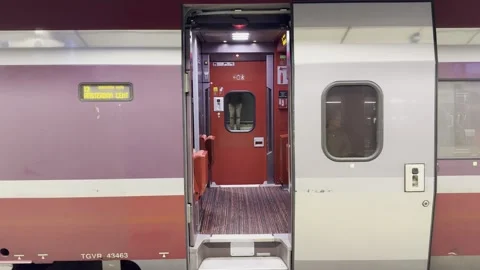 POV of the closing train door Stock Footage 319704032
