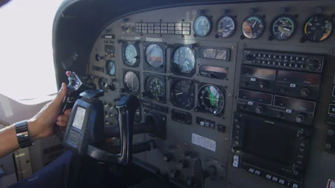 Pov Cockpit View Of Small Plane Instruments And Flight Controls,Tanzania Stockbeeldmateriaal 132643736
