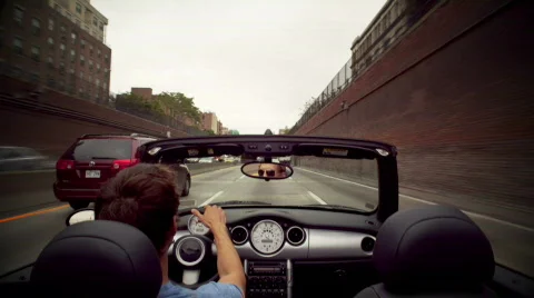 POV convertible driving Stock Footage