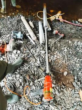 POV core drillers basic tools to drill deep Stock Photos
