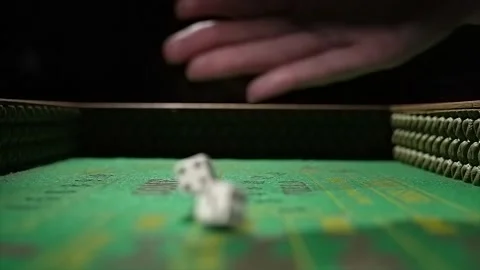 POV craps table dice roll closeup slow motion Stock Footage 153952648