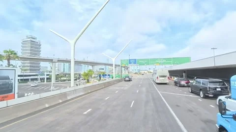 POV Dash Cam Exiting LAX Airport – Los Angeles, California – May 2025 Stock Footage 311766323
