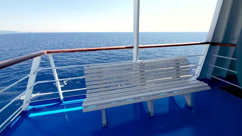 POV of the Deck in the back of Cruise Ship at the Aegean Sea, Greece. Stock Footage 136214909