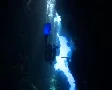 POV of divers in side an underwater cave SD Footage