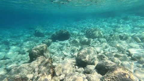 POV Diving in the Clear Waters of Kanali Beach Kefalonia Greece Stock Footage 345402972