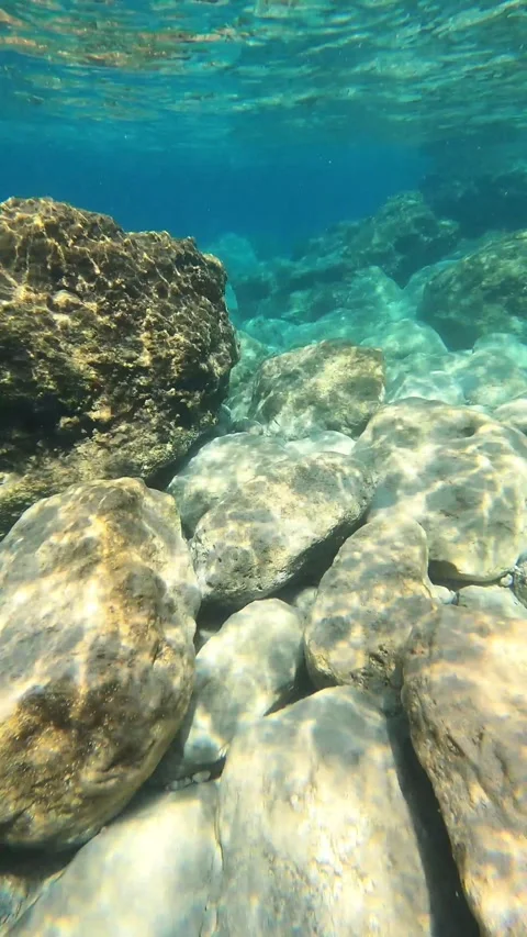 POV Diving in the Clear Waters of Koroni Beach Kefalonia Greece Stock Footage 345330570