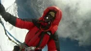 Pov Of Down Suit Climber Headed Up Stock Footage