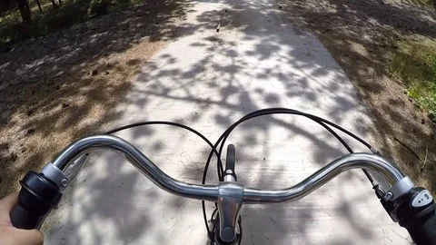 POV Downhill Cycling Handlebar View Stock Footage 101790769