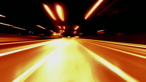 Pov drive night highway timelapse/hyperlapse loopable abstract Stock Footage 49970386