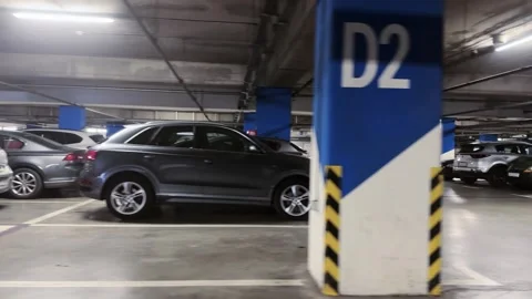 POV Drive Through Modern Underground Mall Parking Lot Stock Footage 339753097