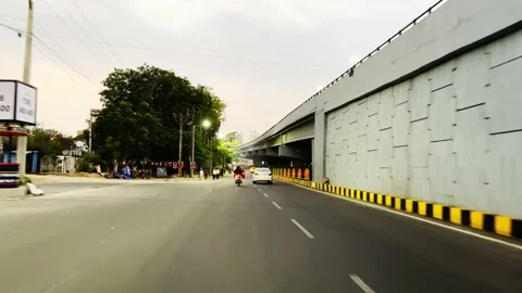 POV of a driver navigating through a crowded roadway while passing Stock Footage 214242591