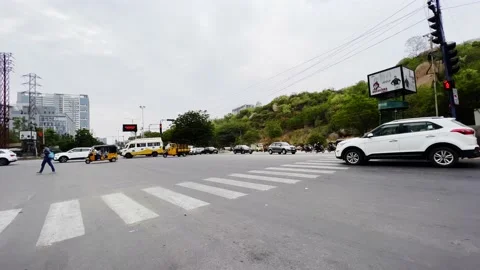 POV of a driver stuck in traffic and watching the vehicles on the opposite Stock Footage 214242872