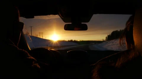 Pov driver on sunset road Stock Footage 60756936