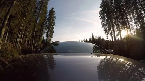POV : Driving car on sunset Stock Footage 74126437