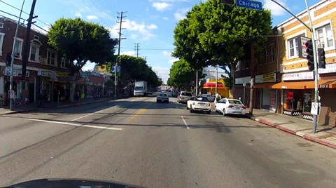 POV Driving Cesar Chavez Boulevard In East Los Angeles CA Stock Footage