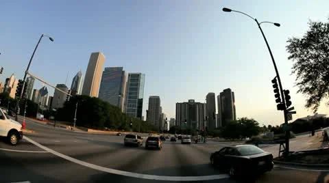 P.O.V. driving city of Chicago, USA Stock Footage