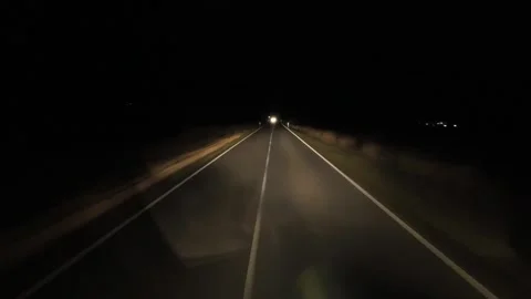 Pov driving on a dark road hyper lapse Stock Footage 265310521