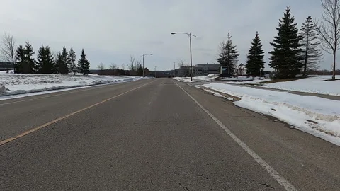 POV driving in empty college and university town in COVID 19 pandemic Stock Footage 147372204