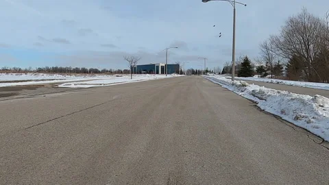 POV driving in empty college and university town in COVID 19 pandemic Vídeo Stock 147372355