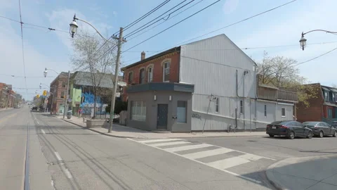 POV driving on empty Toronto city streets during COVID 19 pandemic lockdown Stock-Footage 152981861