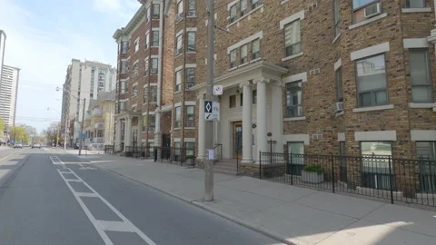 POV driving on empty Toronto city streets during COVID 19 pandemic lockdown Stock-Footage 152986100