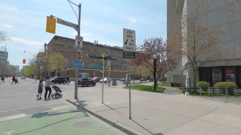 POV driving on empty Toronto city streets during COVID 19 pandemic lockdown Видео 153001065
