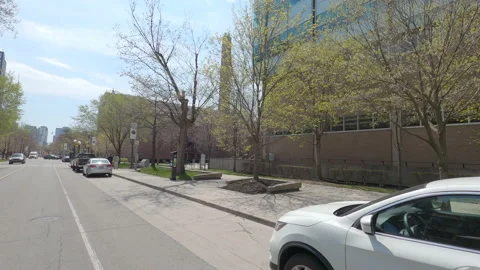 POV driving on empty Toronto city streets during COVID 19 pandemic lockdown Stock-Footage 153002553