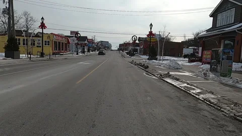POV driving in empty Waterloo college and university town in COVID 19 pandemic Stockbeeldmateriaal 147377055