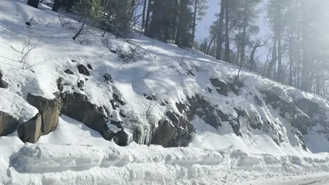 POV Driving Mingus Loop Prescott Arizona in Winter Snow Stock Footage 296352561