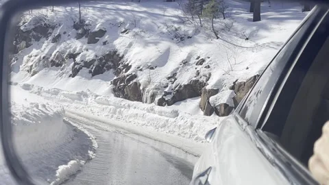 POV Driving Mingus Loop Prescott Arizona in Winter Snow Stock Footage 296352577