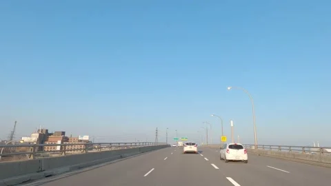 POV driving on near empty highway during COVID lockdown in Toronto Stock Footage 149389211
