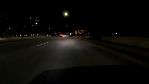 POV driving at night on streets and high... | Stock Video | Pond5