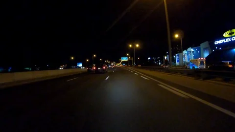 POV driving at night on streets and high... | Stock Video | Pond5