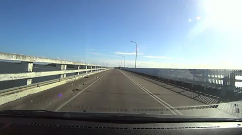 POV Driving Over Bridge Stock Footage 35882635