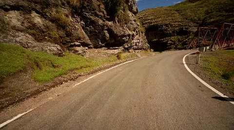 POV: Driving over a old bridge over the River Apurimac in Peru Stock-Footage 63335693