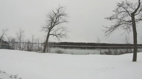 POV driving  passengers side view of beautiful winter landscape Stock Footage 104322093