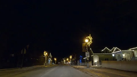 POV driving plate on dark empty city streets during COVID pandemic lockdown Stock Footage 147935135