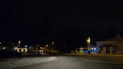 POV driving plate on dark empty city streets during COVID pandemic lockdown Stock Footage 147936028